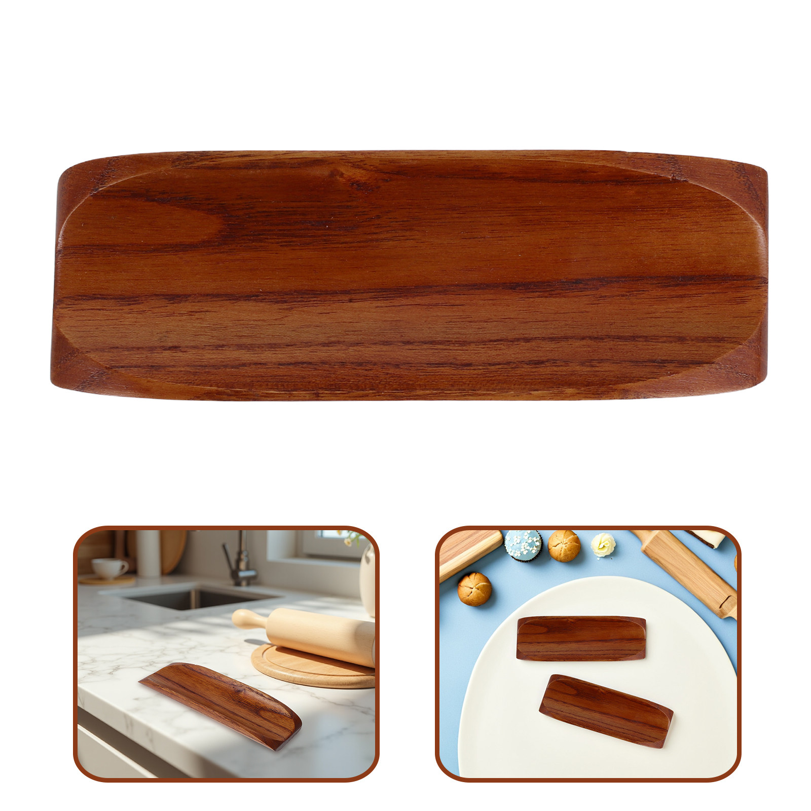 Kitchen Baking Station - 2 Pezzi Supporto in Legno Anti-Rotolamento